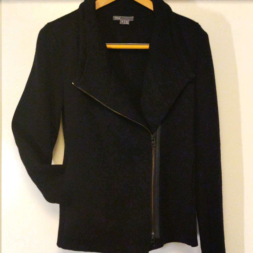 VINCE Wool 🐑 Sweater Jacket / Cardigan, 🖤 Black, Size Small